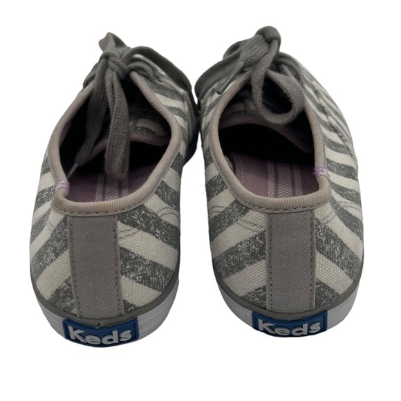 Keds Gray Off White Striped Canvas Sneakers Size 7 Women's - Picture 7 of 8